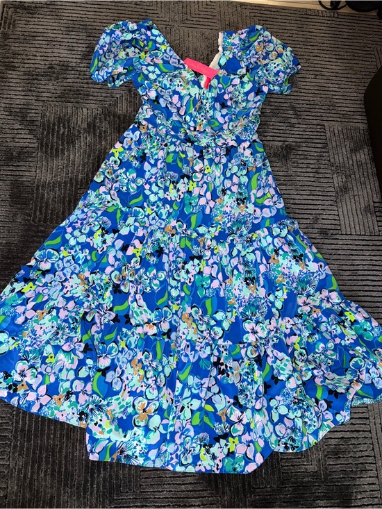 Lilly Pulitzer Dresses & Skirts - Lilly Pulitzer Blue Floral Tiered Maxi Dress